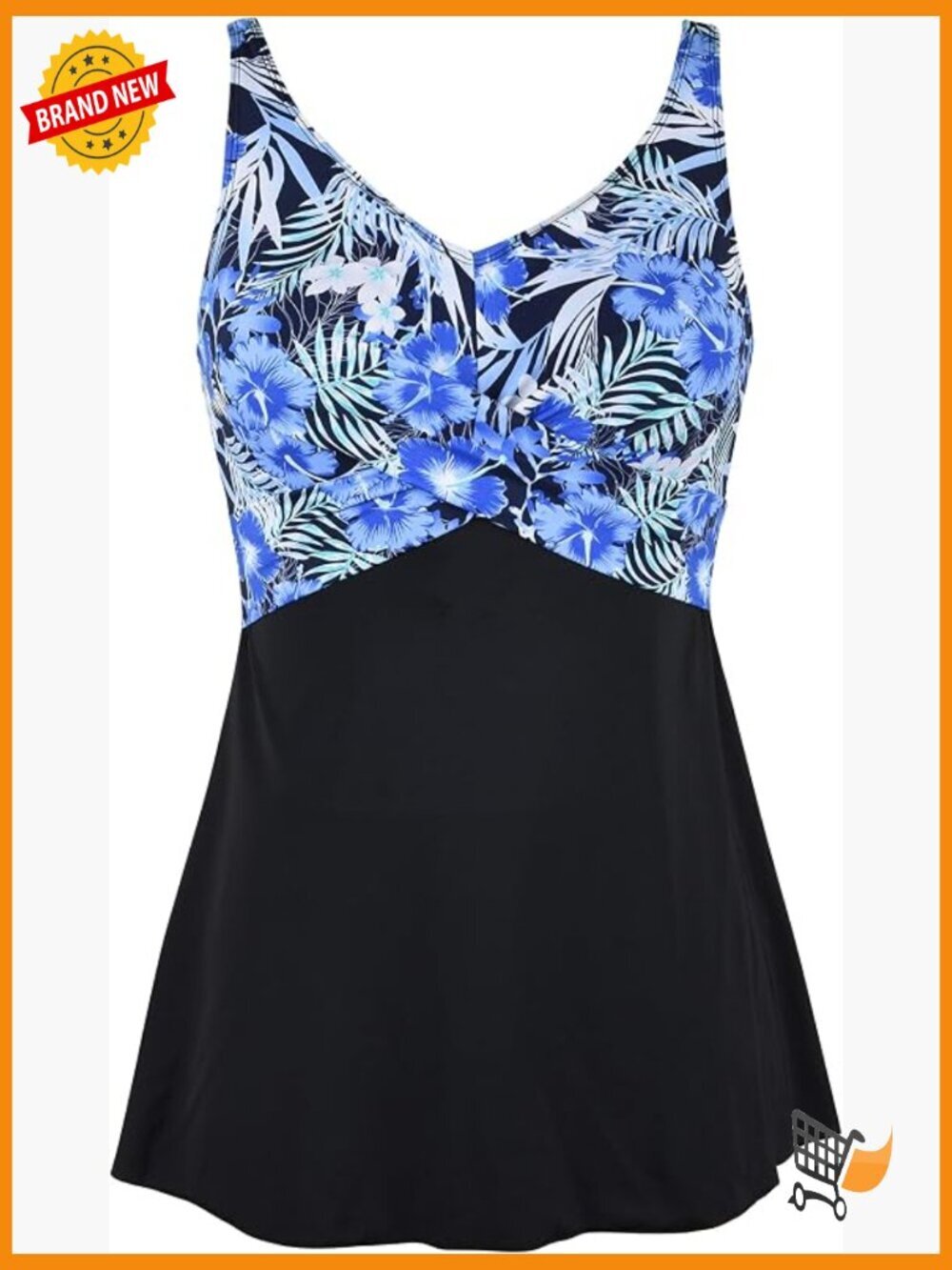 Plus Size One Piece Swim Dress V Neck Tummy Control Bathing Suit